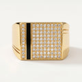 Black Enamel Vertical Bar Full Pave Signet Ring 18k gold vermeil