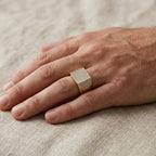 Wide Full Pave Angled Signet Ring 18k gold vermeil