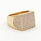 Wide Full Pave Angled Signet Ring 18k gold vermeil
