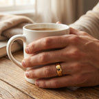 Plain Bevelled Edge Gold Band Ring 18k gold vermeil