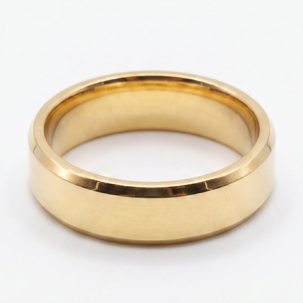 Plain Bevelled Edge Gold Band Ring 18k gold vermeil