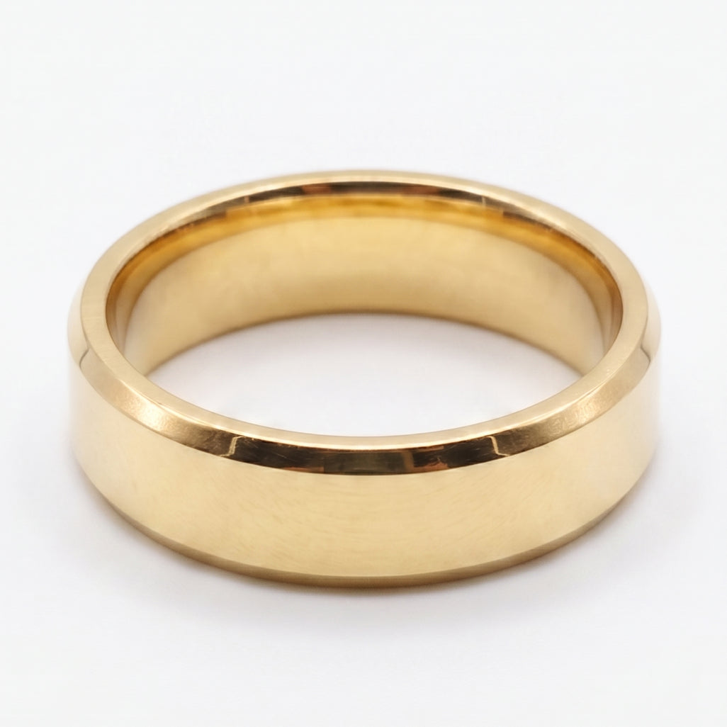 Plain Bevelled Edge Gold Band Ring 18k gold vermeil