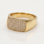Wide Full Pave Concave Rectangular Signet Ring 18k gold vermeil