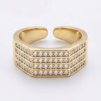 Four-Row Open-Back Adjustable Signet Ring 18k gold vermeil