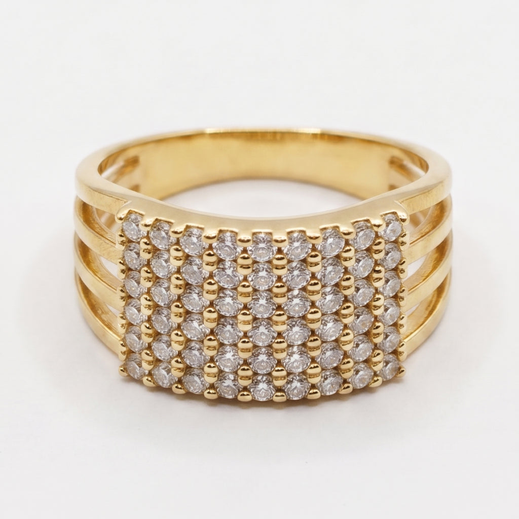 Multi-Row Full Pave Open Rail Band Ring 18k gold vermeil