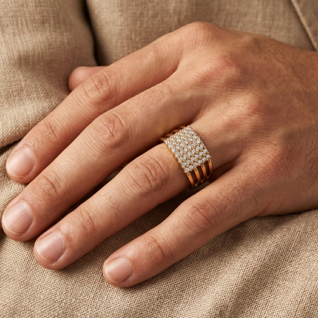 Multi-Row Full Pave Open Rail Band Ring 18k gold vermeil