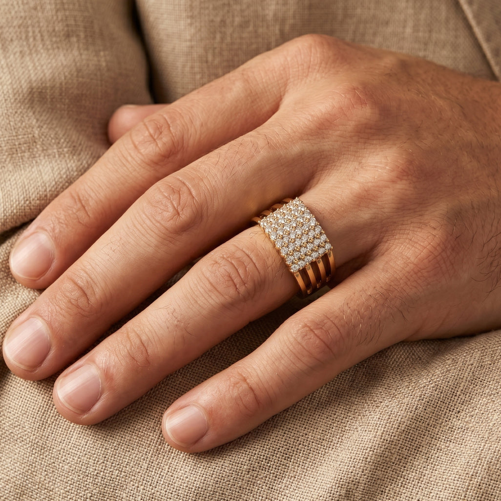 Multi-Row Full Pave Open Rail Band Ring 18k gold vermeil
