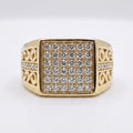 Full Pave Square Scroll Shoulder Signet Ring 18k gold vermeil