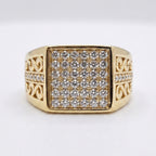 Full Pave Square Scroll Shoulder Signet Ring 18k gold vermeil