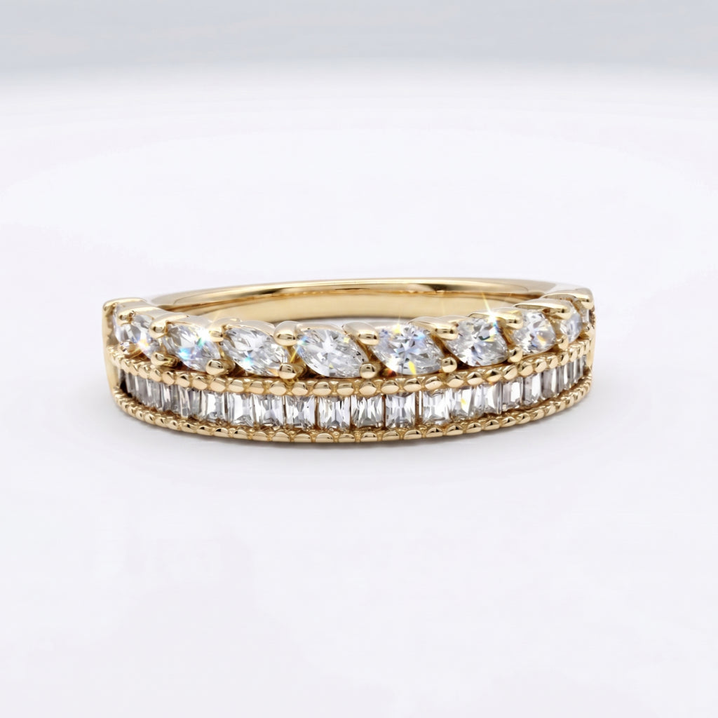 Marquise Baguette Dual Row Band