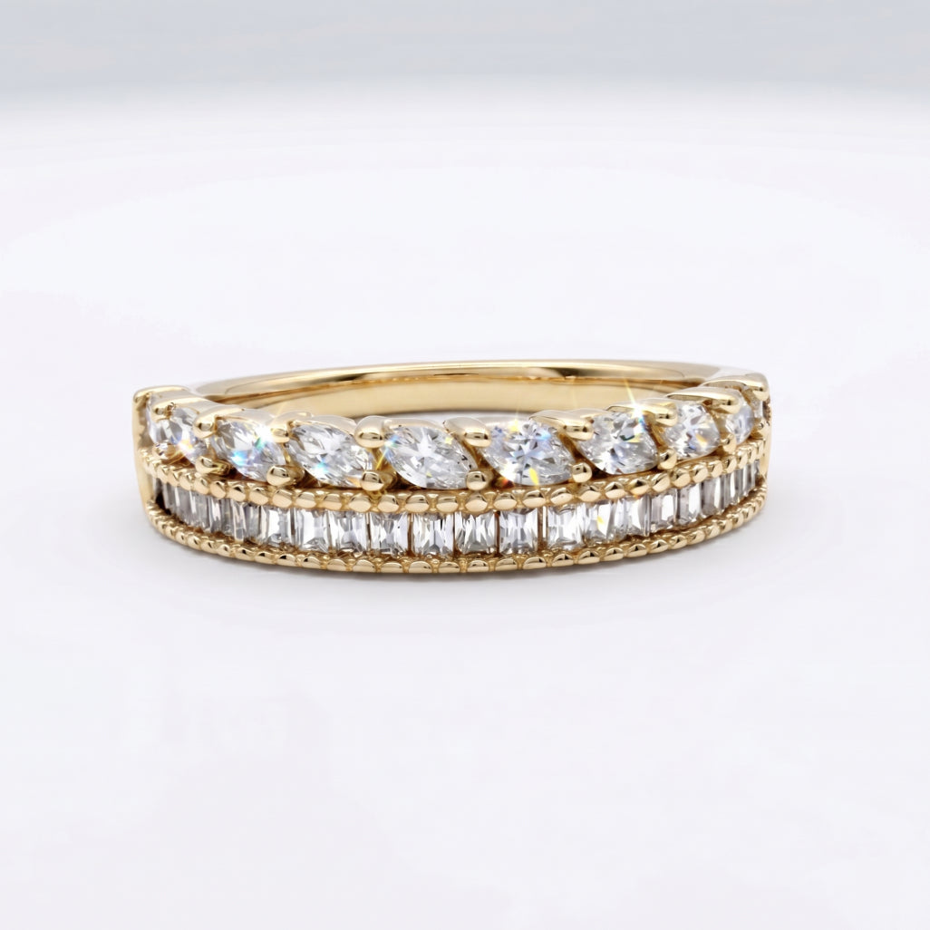 Marquise Baguette Dual Row Band