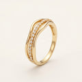 Gold Crossover Pave Wave Ring