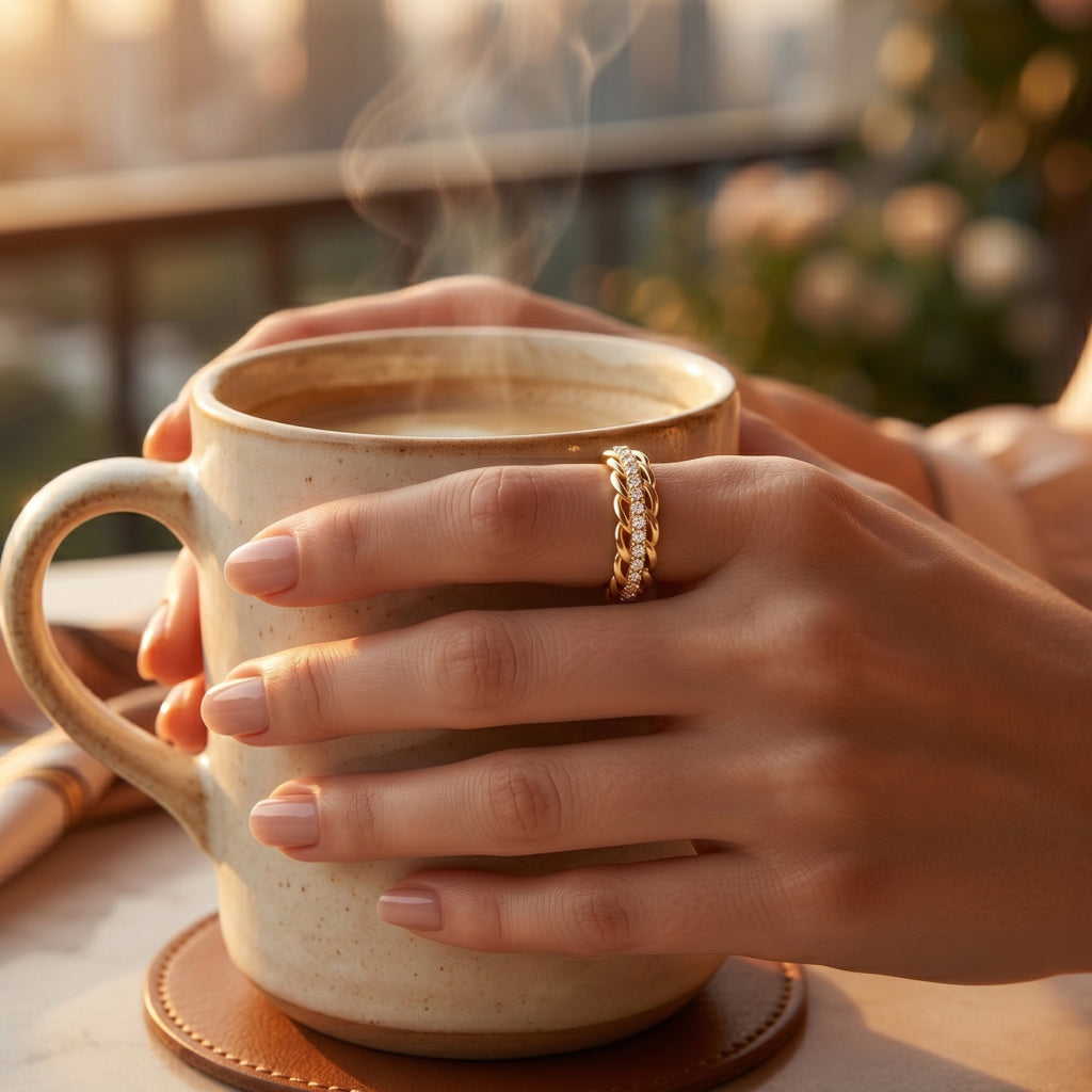 Curb Chain Pave Stack Ring