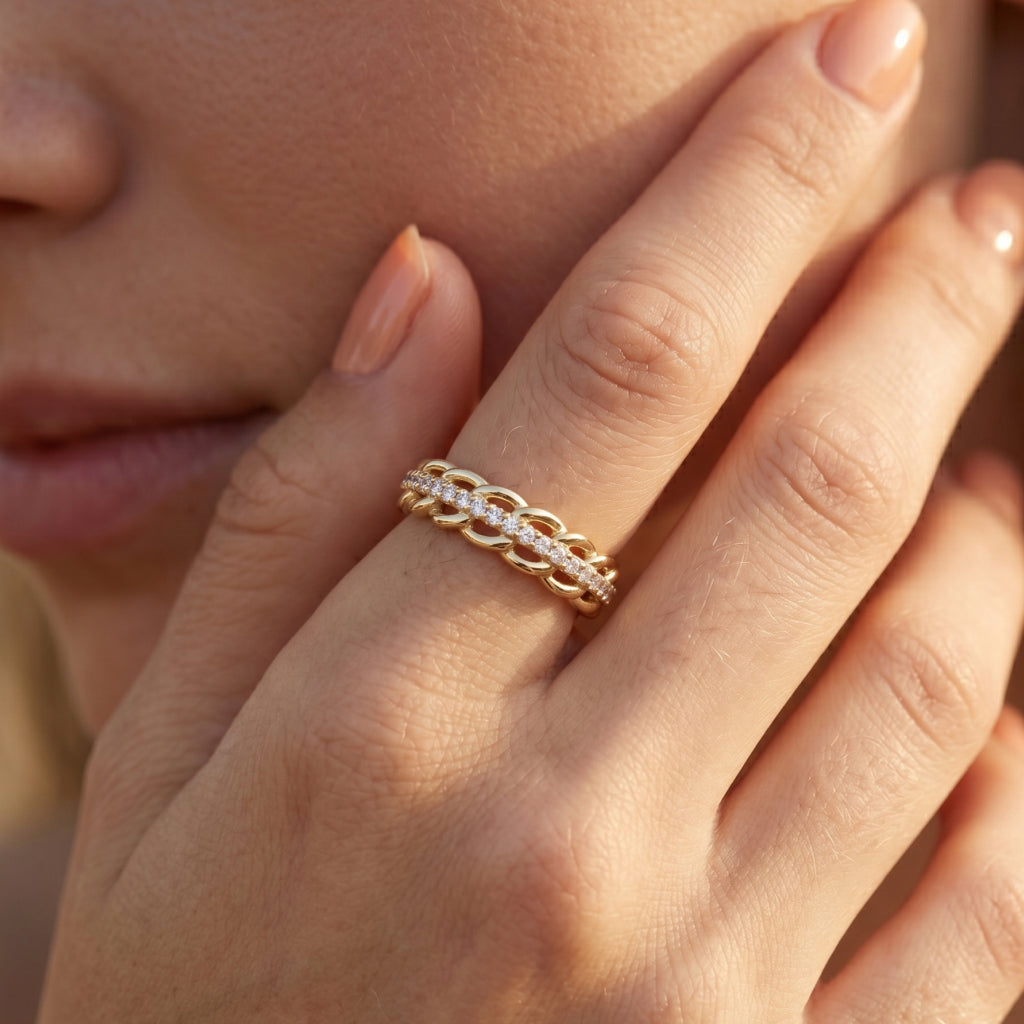 Curb Chain Pave Stack Ring