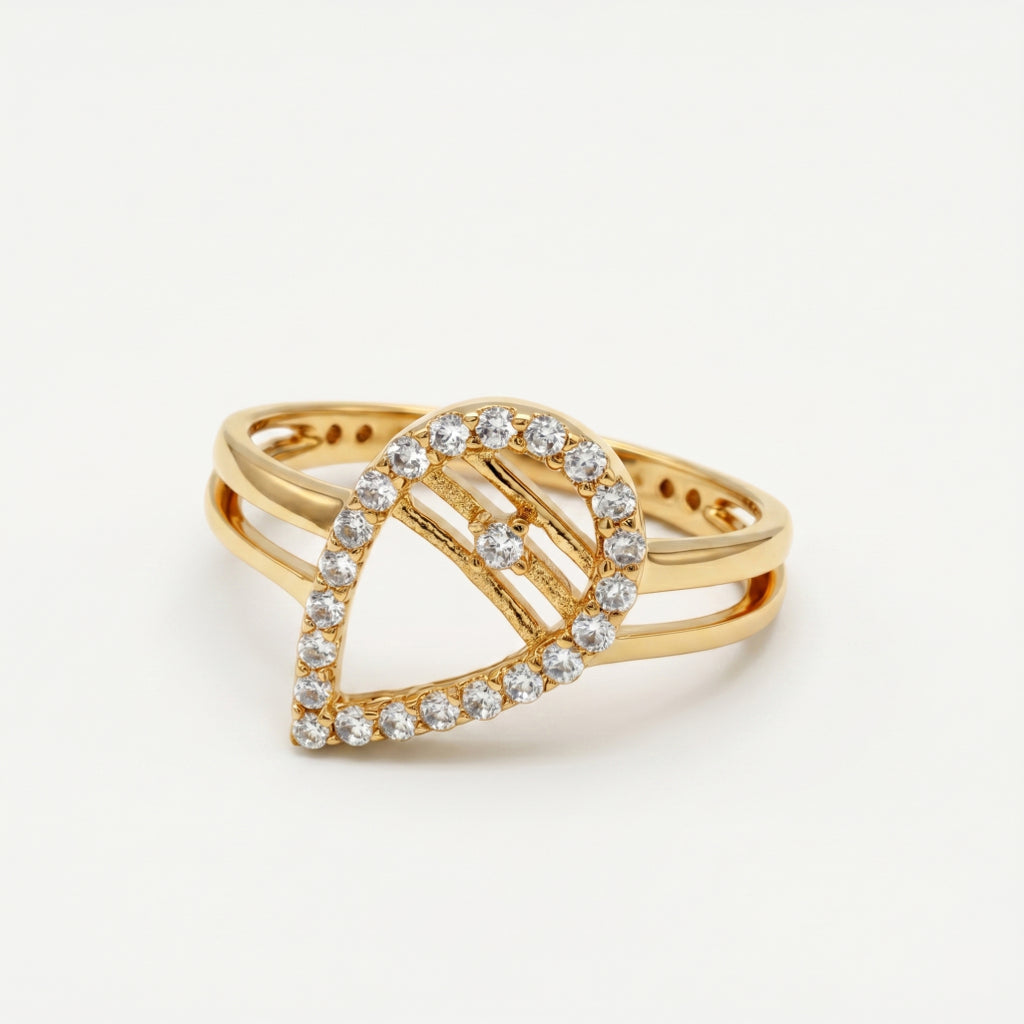 Open Geometric Triangle Pave Ring