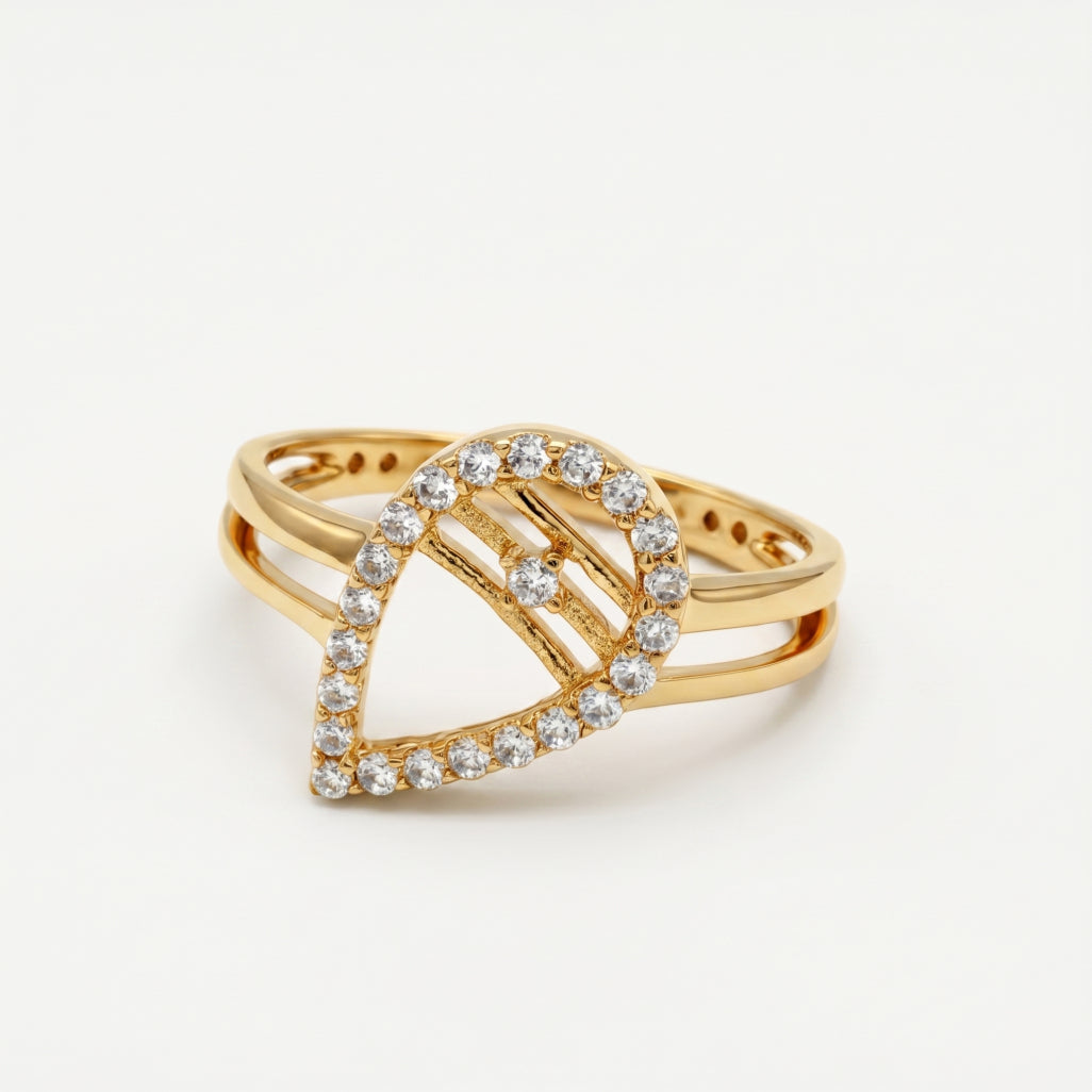 Open Geometric Triangle Pave Ring