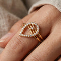 Open Geometric Triangle Pave Ring