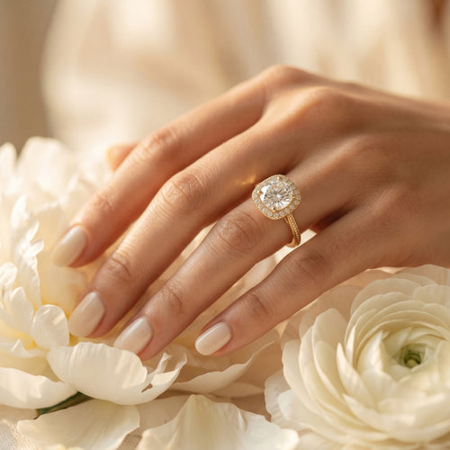 Cushion Halo Milgrain Solitaire Ring