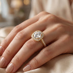 Cushion Halo Milgrain Solitaire Ring