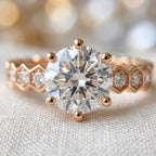 Hexagon Milgrain Solitaire Engagement Ring