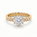 Hexagon Milgrain Solitaire Engagement Ring