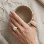 Grand Halo Floral Solitaire Ring