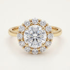 Grand Halo Floral Solitaire Ring