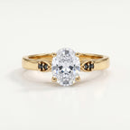 Oval Solitaire Black Diamond Accent Ring
