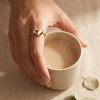Leaf Signet Pave Hoop Ring