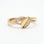 Leaf Signet Pave Hoop Ring