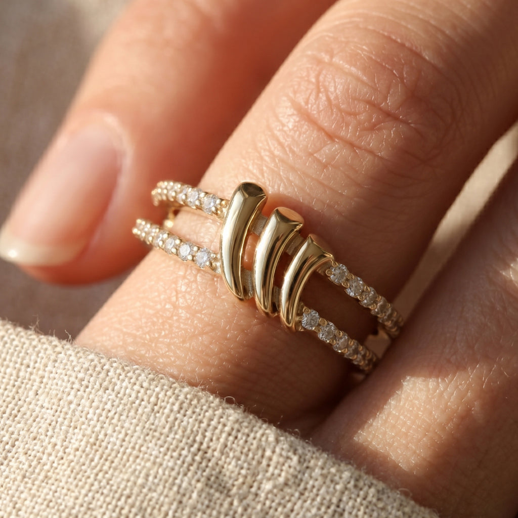 Talon Double Pave Rail Ring
