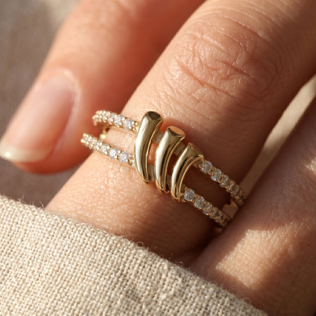 Talon Double Pave Rail Ring