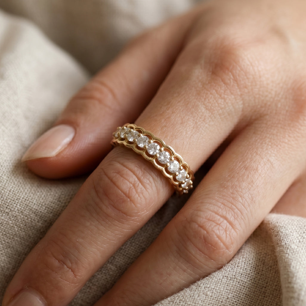 Scallop Crown Pave Eternity Band