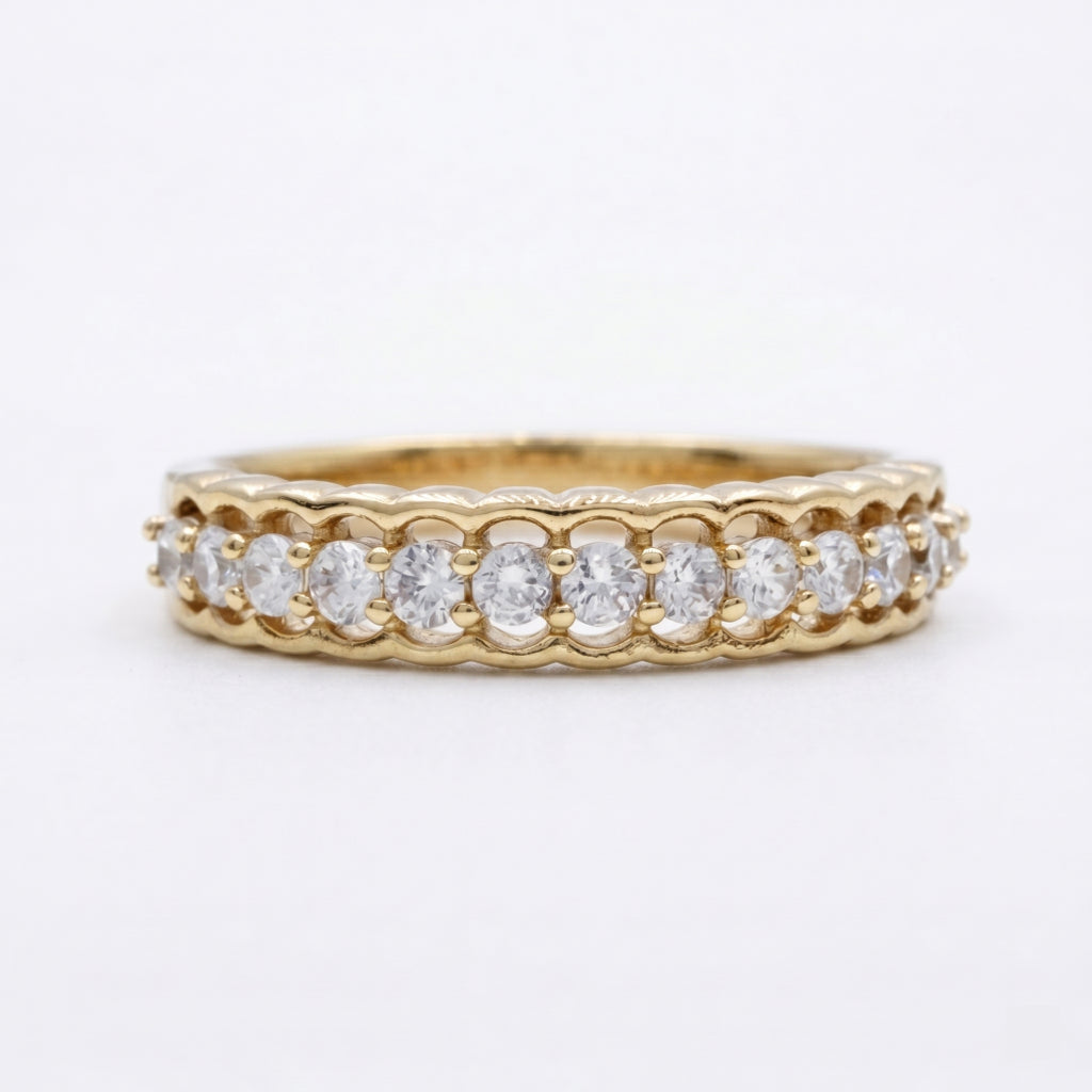 Scallop Crown Pave Eternity Band