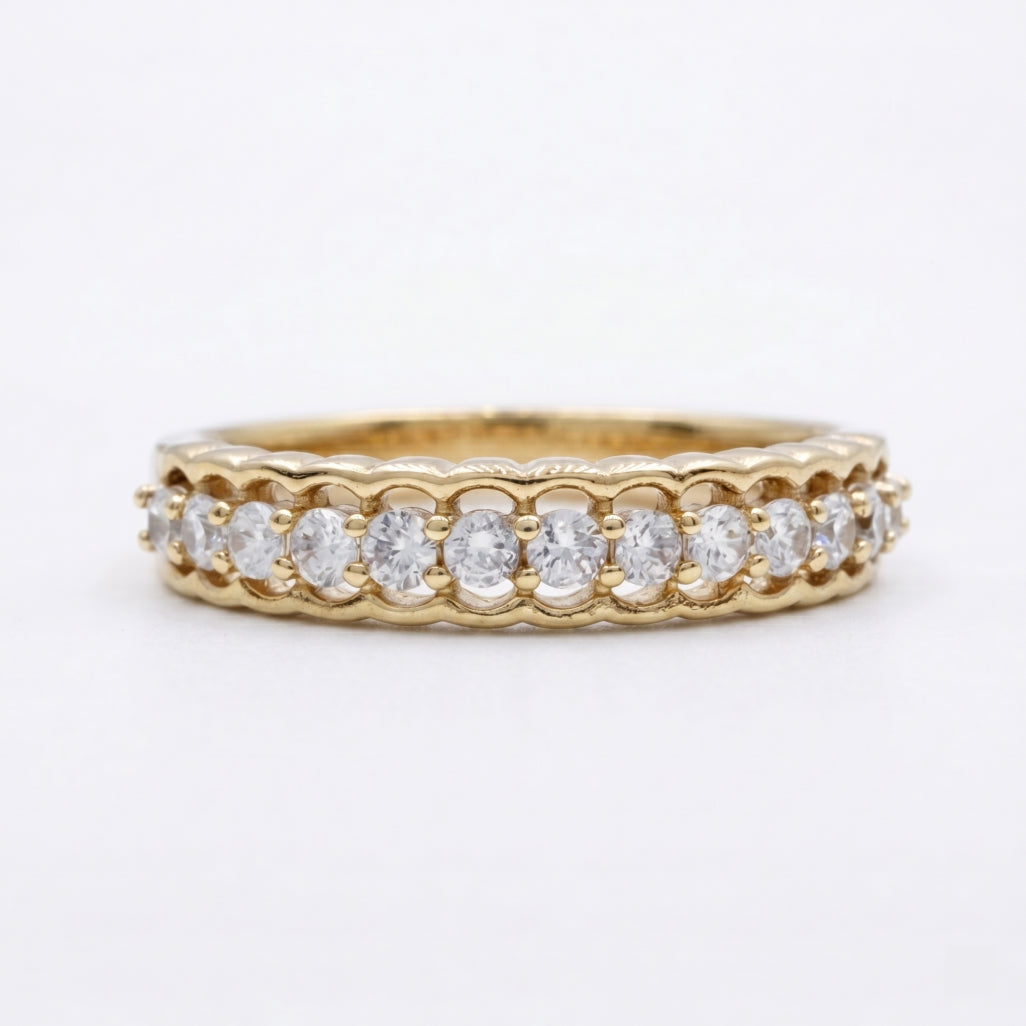 Scallop Crown Pave Eternity Band
