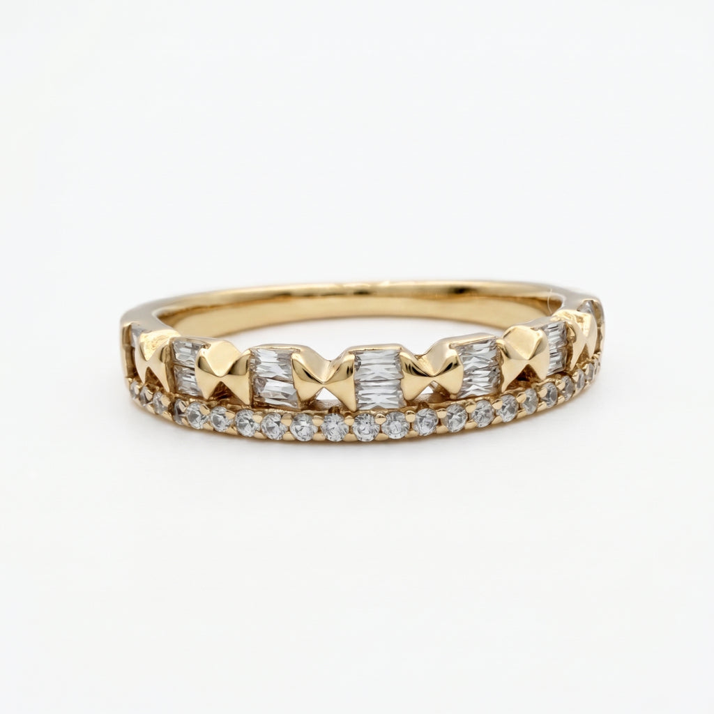Baguette Bowtie Milgrain Dual Row Band