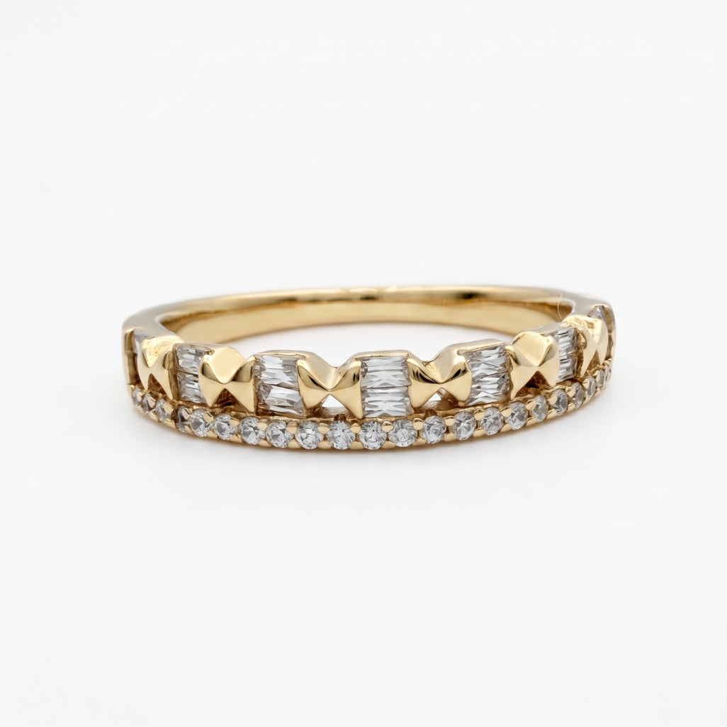 Baguette Bowtie Milgrain Dual Row Band