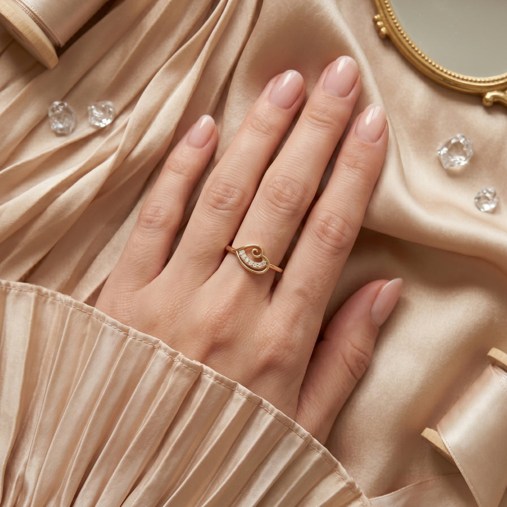 Loop Knot Pave Crossover Ring