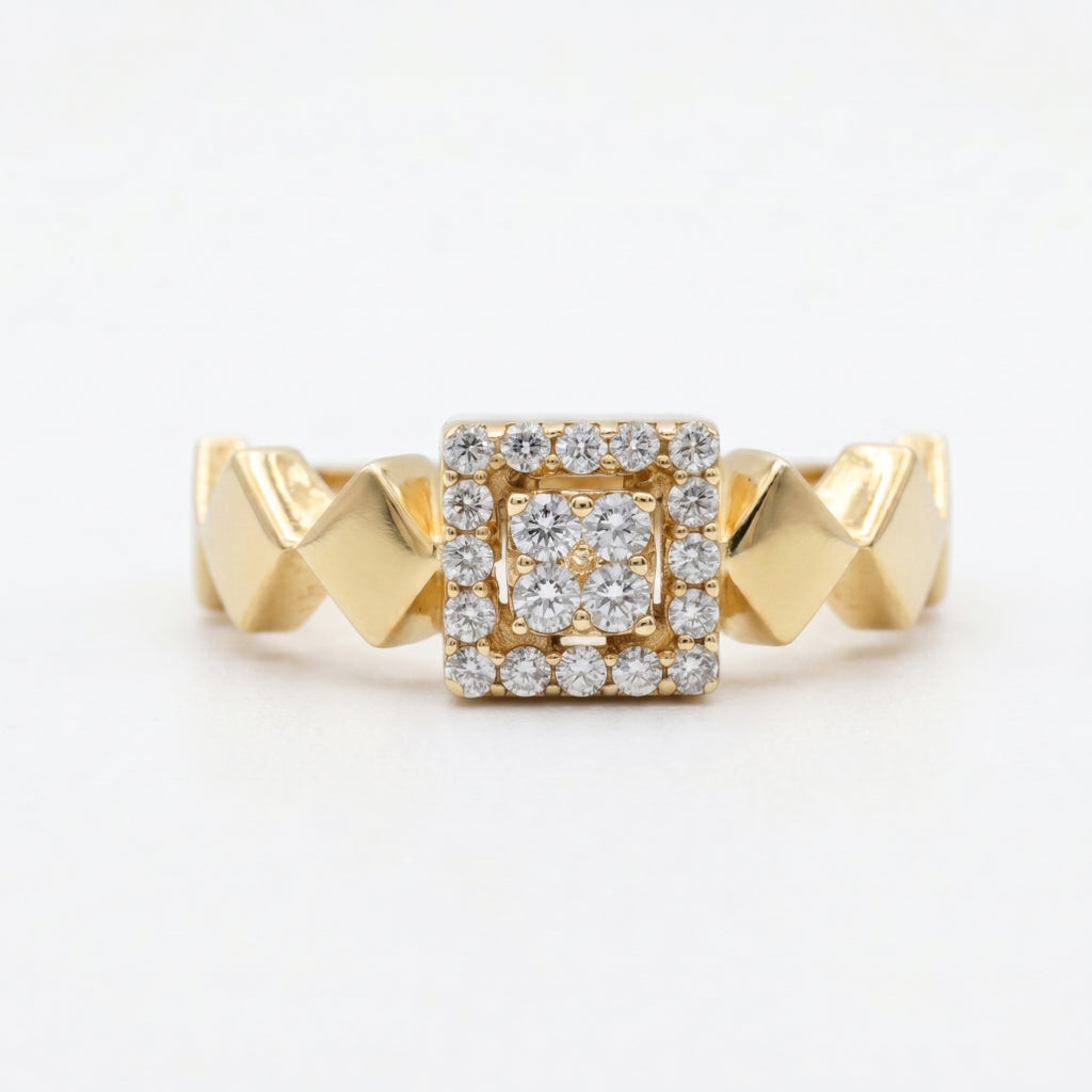 Square Halo Pyramid Shank Ring