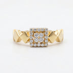 Square Halo Pyramid Shank Ring