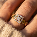 Square Halo Pyramid Shank Ring