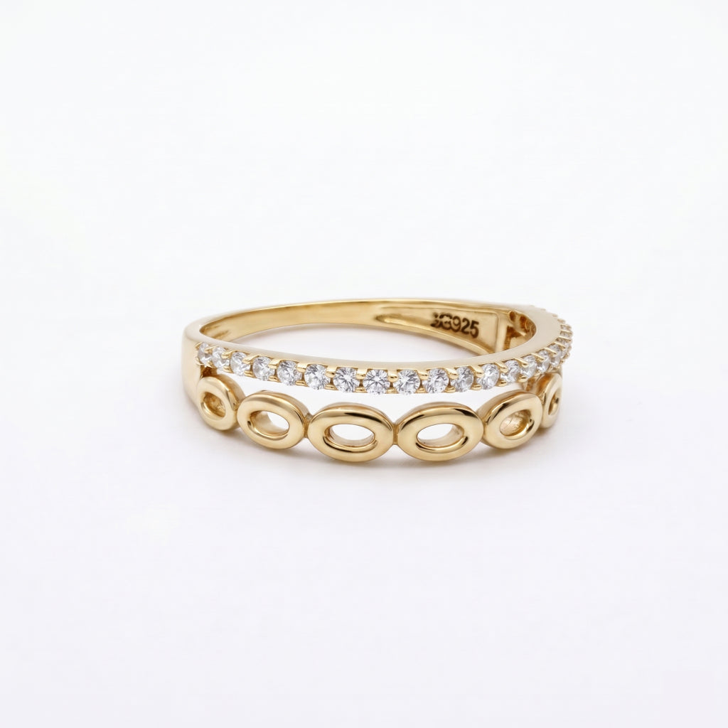 Open Oval Loop Pave Rail Band