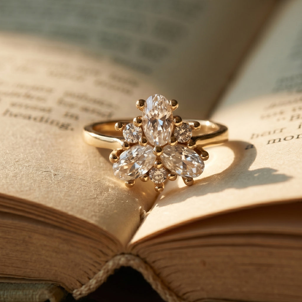 Oval Pear Cluster Bloom Ring