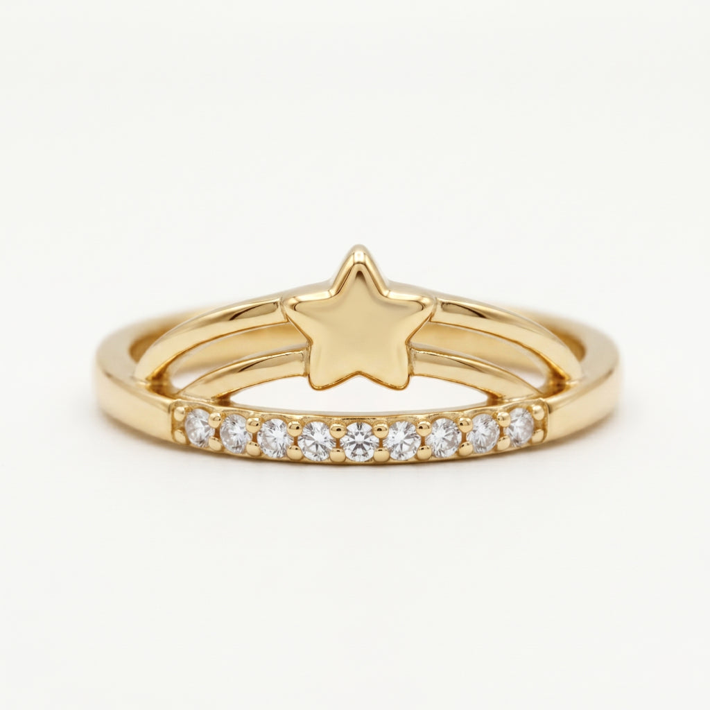 Star Motif Double Rail Ring
