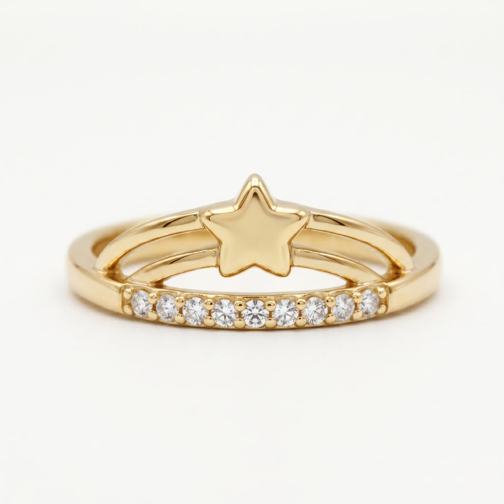 Star Motif Double Rail Ring