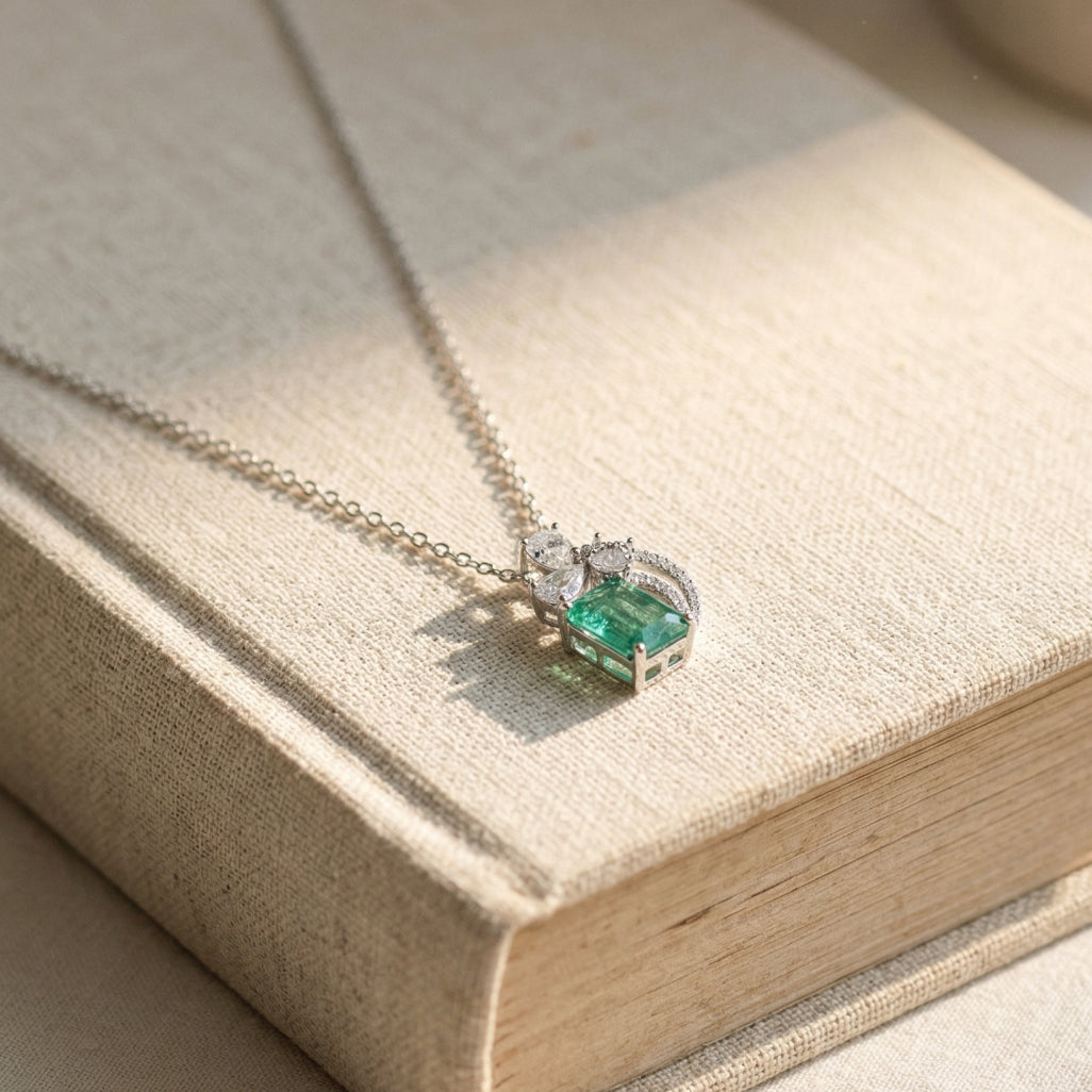 Esme Emerald Bow Pendant