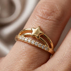 Star Motif Double Rail Ring
