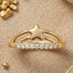 Star Motif Double Rail Ring