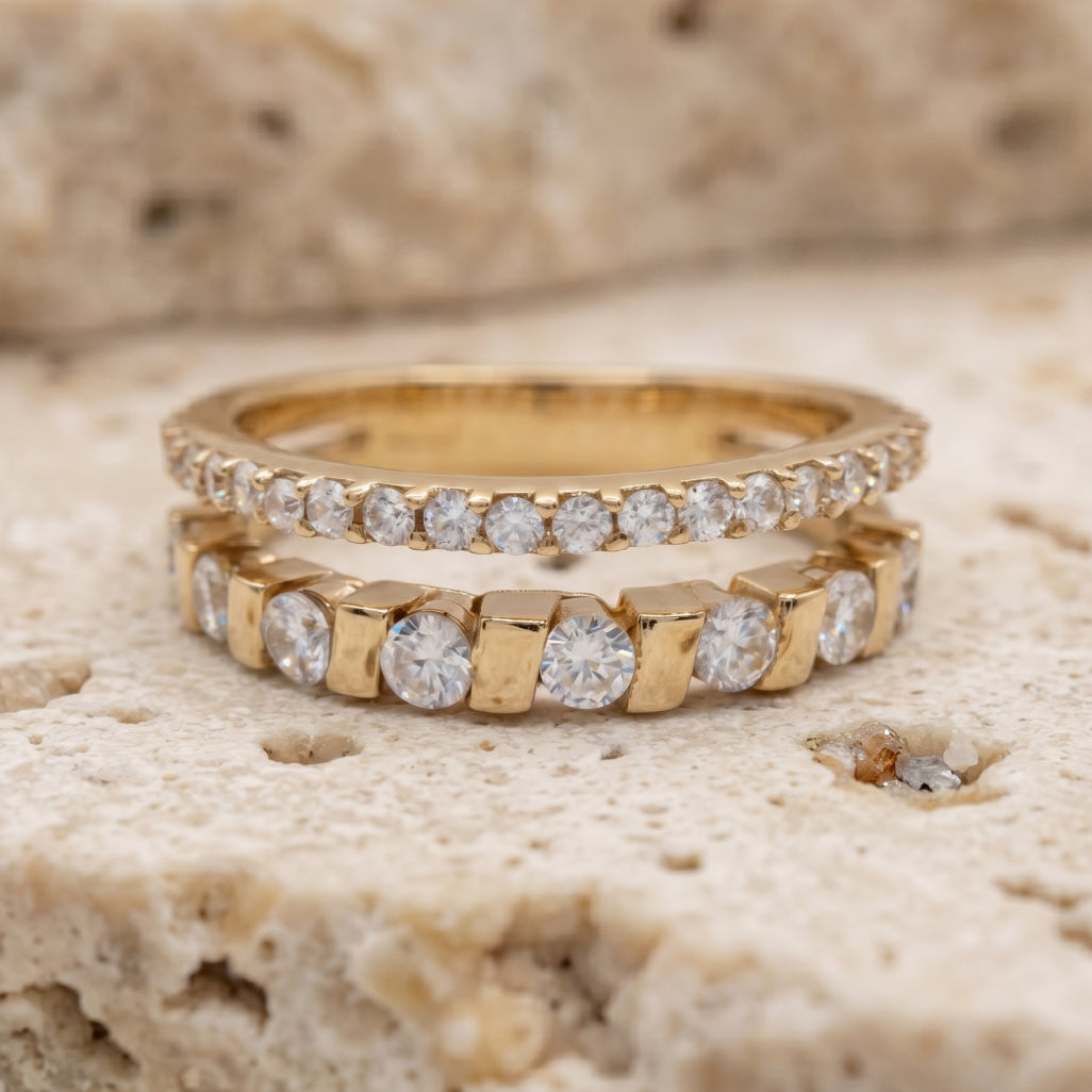 PavÃ© Arc Bar Set Double Stack Ring