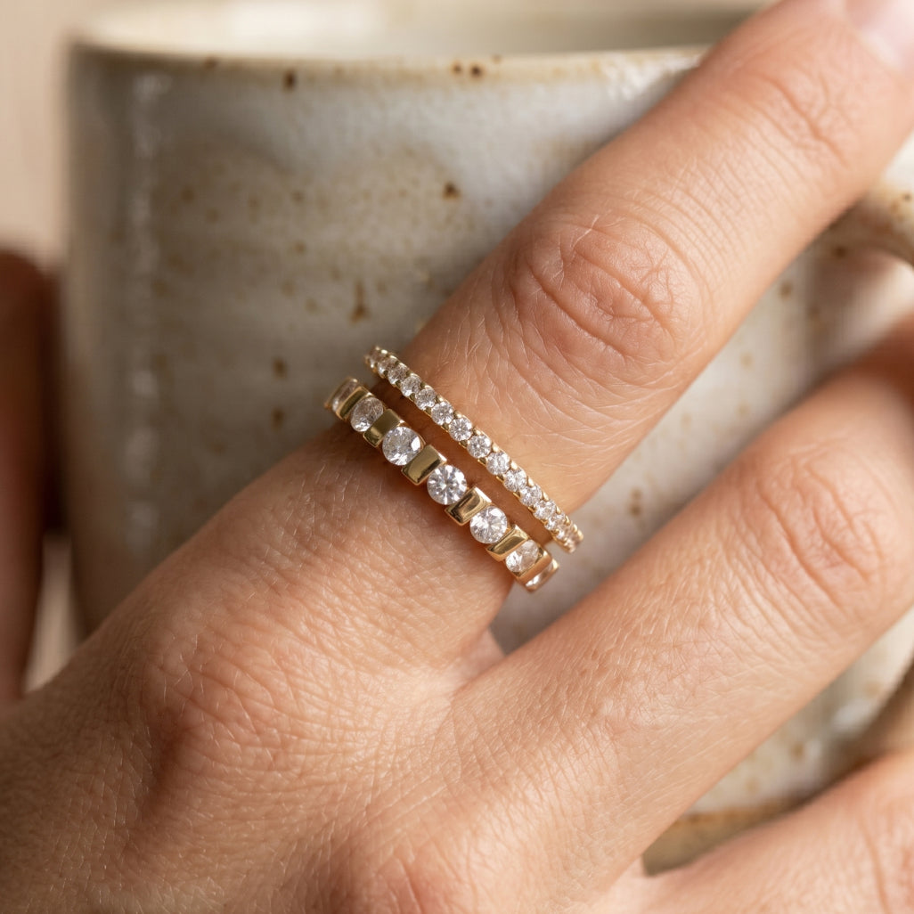 PavÃ© Arc Bar Set Double Stack Ring